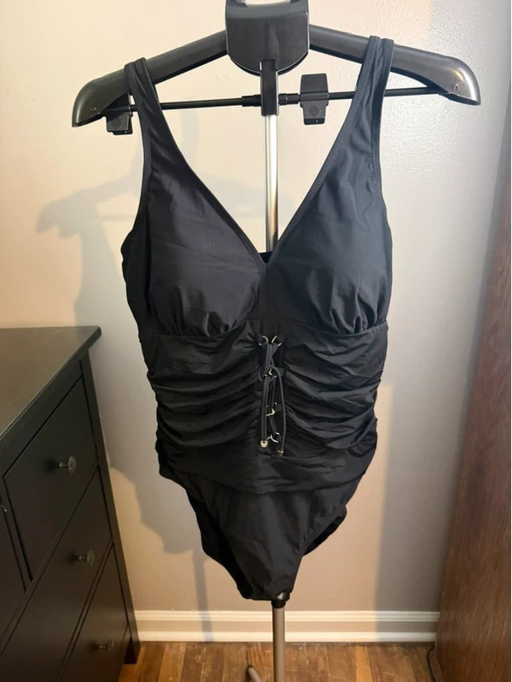 Christina Black Ruched One Piece Swimsuit Size 16D